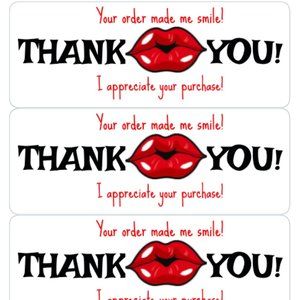 Thank You Stickers Lip Gloss Labels Lips Kiss